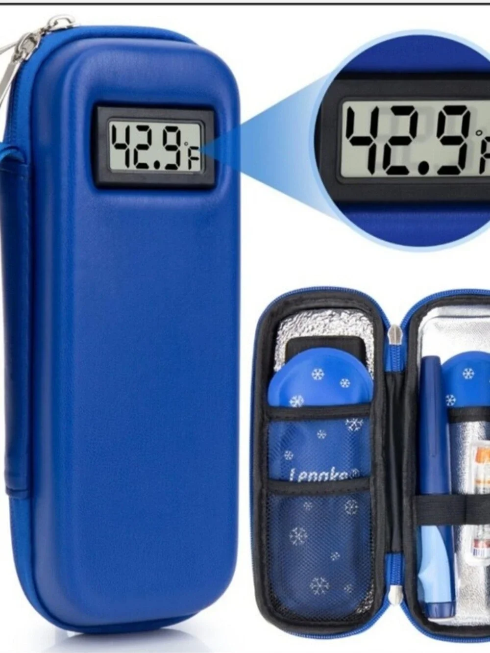Portable Blue Power Bank with LCD Charge Meter